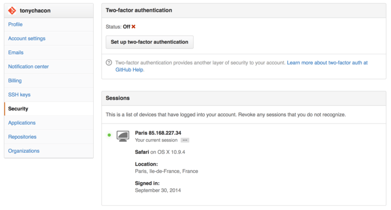 2FA στην καρτέλα Security